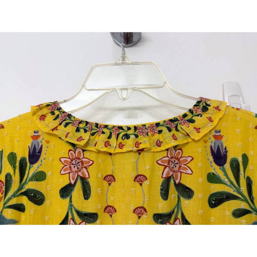 NWT Farm Rio Delicate Flowers Stripe Print Maxi Dress Yellow Pink Pastel M - Picture 11 of 14